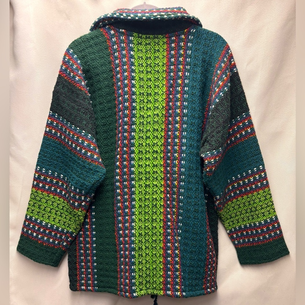 Vintage Quichua Maqui Cardigan Sweater Women XL Wool/Cotton Hand Knit Ecuador - Picture 2 of 7